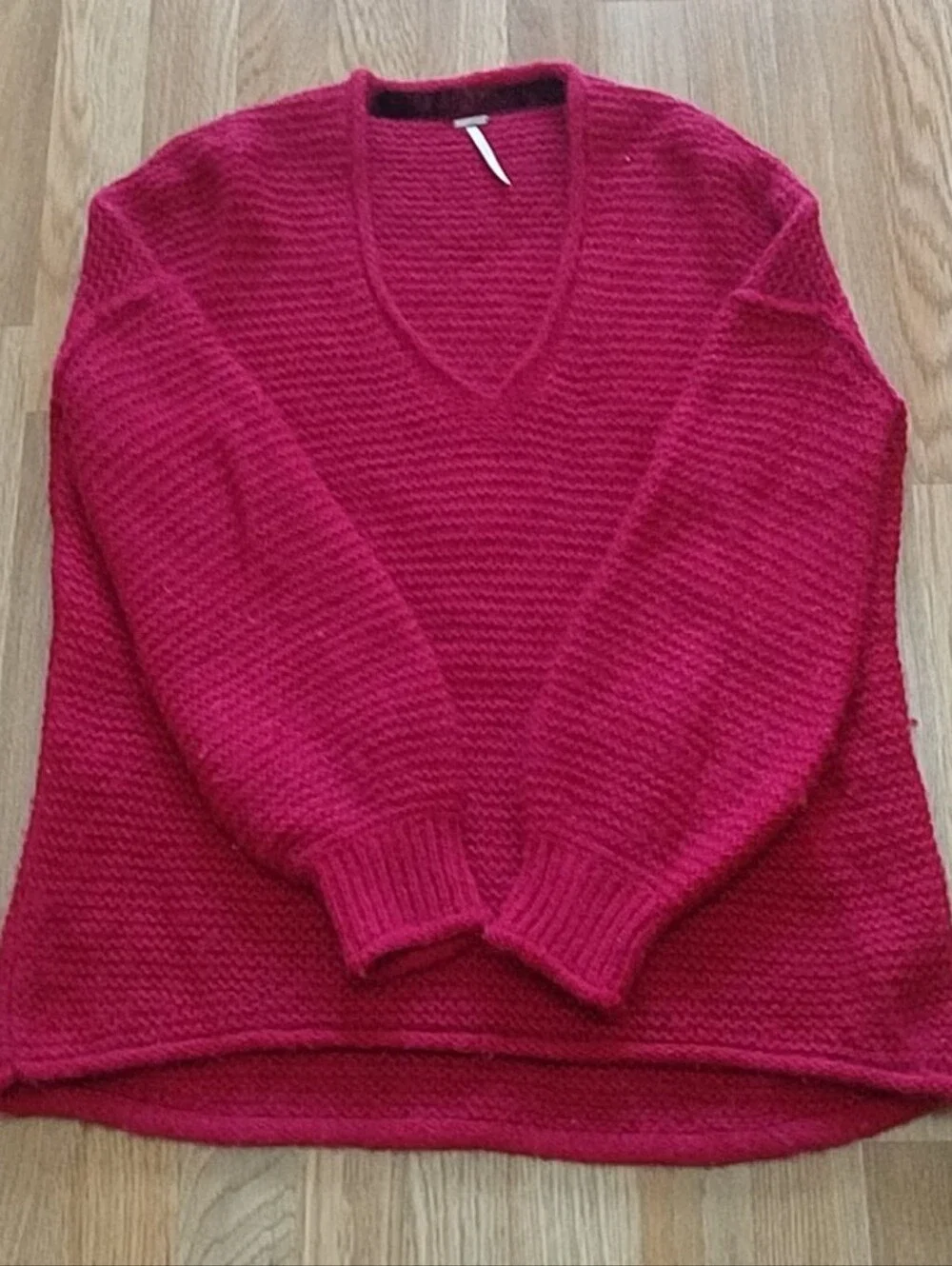 Free People All Mine Hot Fuchsia Pink Cotton / Alpacs Fuzzy Oversize Sweater